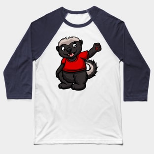 Cute Anthropomorphic Human-like Cartoon Character Honey Badger in Clothes Baseball T-Shirt